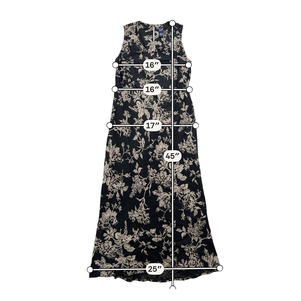 Gap Black Floral Linen Blend Sleeveless Maxi Dress Size 6 - Picture 5 of 5